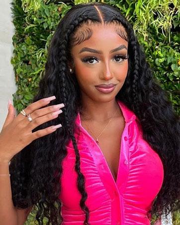 30 Inch Deep Wave Lace Front Wigs Human Hair 180% Density 13x4 HD Lace Frontal Wigs Human Hair Pre Plucked Deep Curly Glueless Wigs Human Hair for Women Natural Black