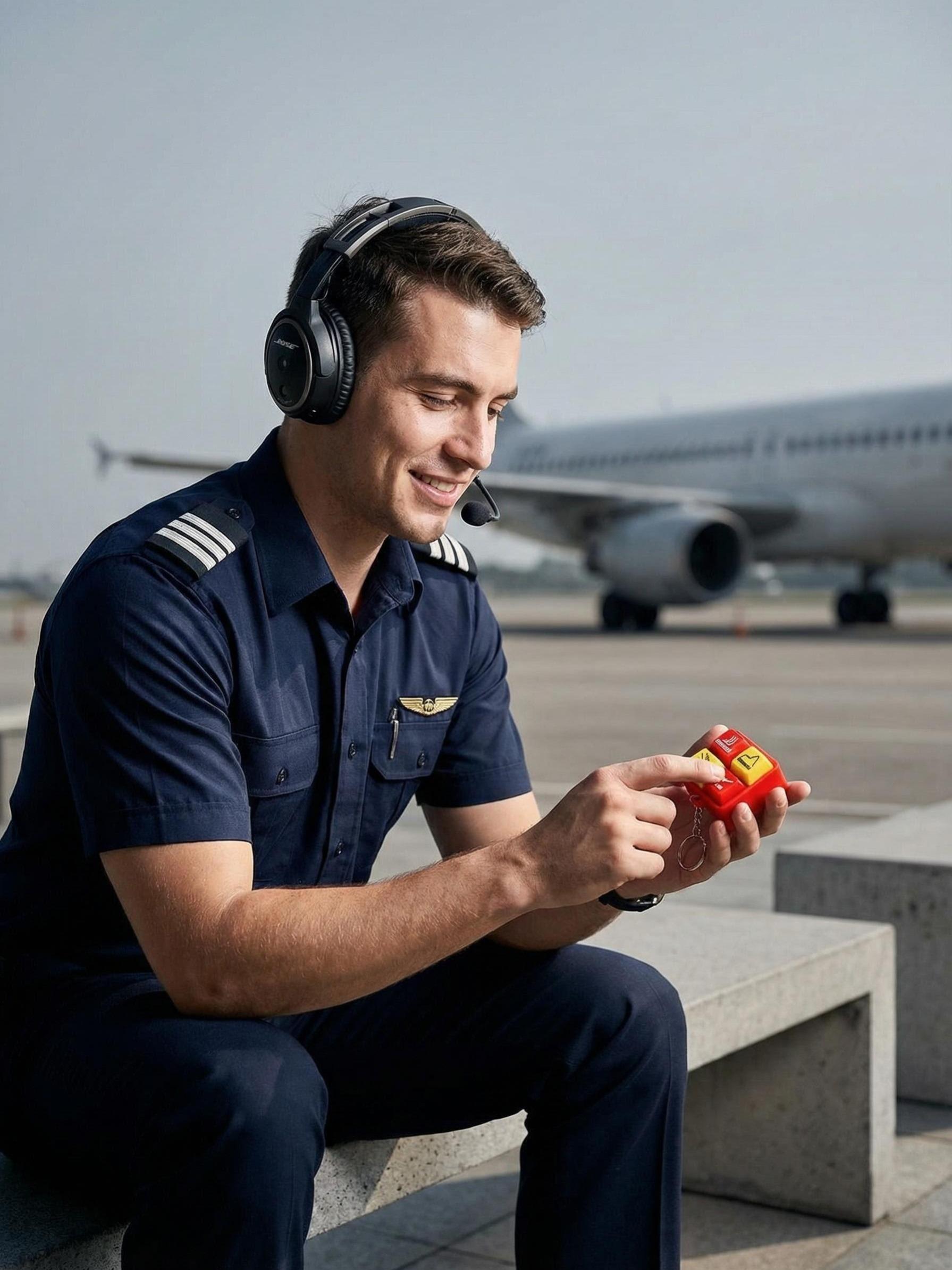 1pc Pilot Alert Keychain, Crew Safety Pendant, Aviation Sound Simulator, LED Warning Light, for Backpack, Wallet, Travel Gear, Gift