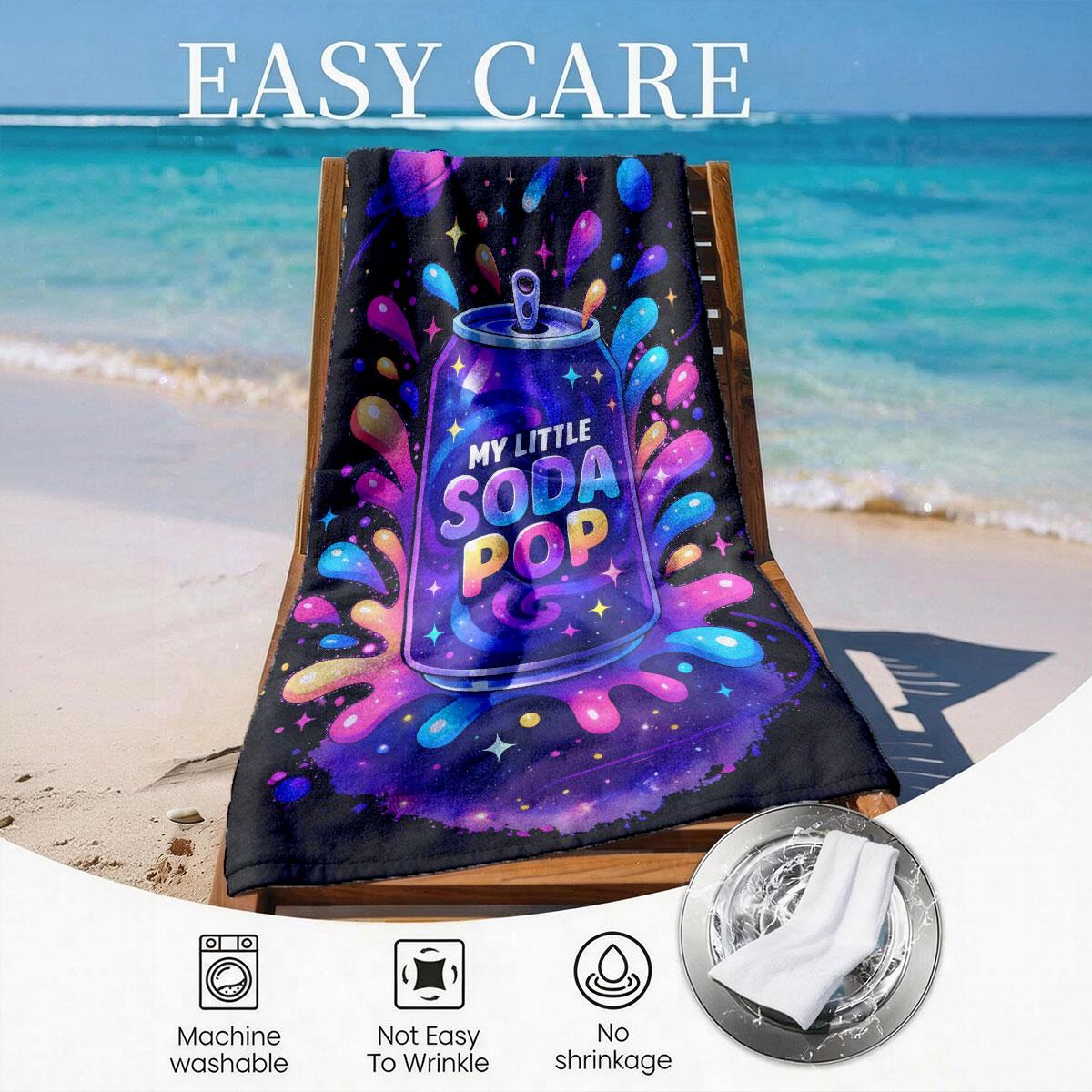 My Little Soda Pop Beach Towel, Large Size, Quick-Dry, Absorbent, Ideal for Beach, Pool, Summer Outing, Outdoor Picnic, Home Use