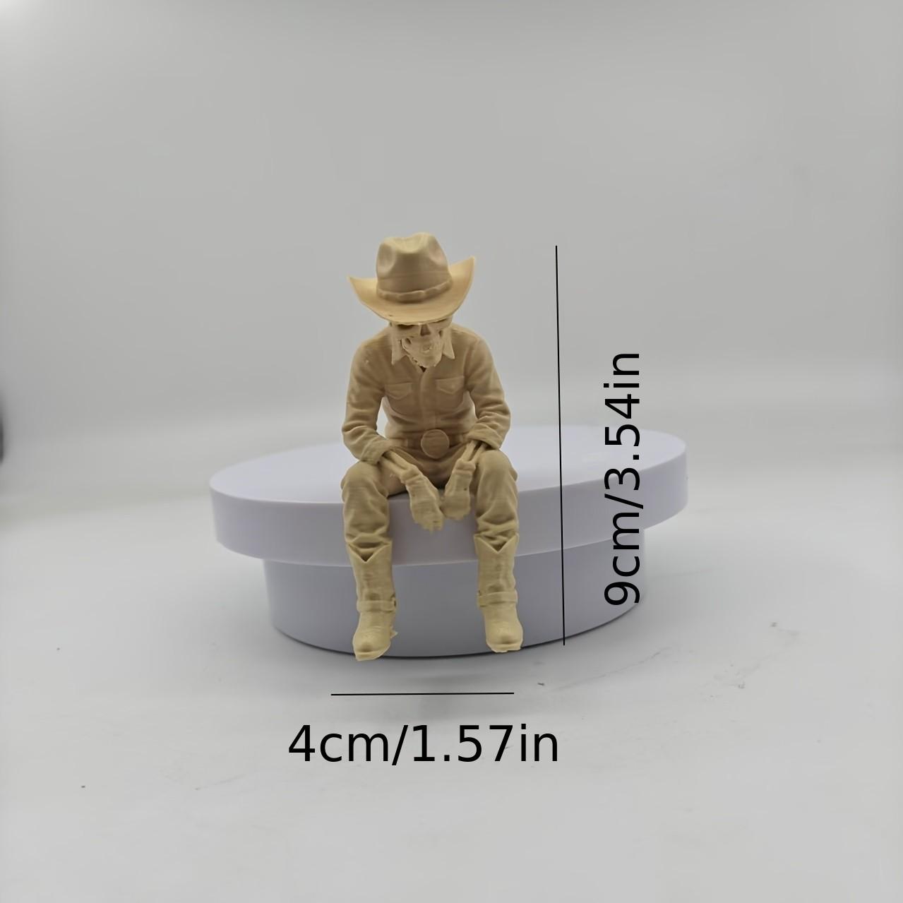 Western Cowboy Skull Pla Ornament, Skull Figurine, Full Sitting Skeleton Sculpture, Vintage Wild West Bar Decor, Halloween Home Coffee Shop Gift, Decorative Home Ornament