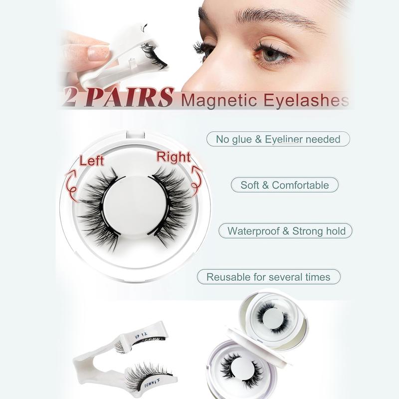 Reusable Magnetic False Eyelashes Set, No Glue Needed, Includes Dedicated Applicator, Alcohol-Free Professional Eye Makeup Tool