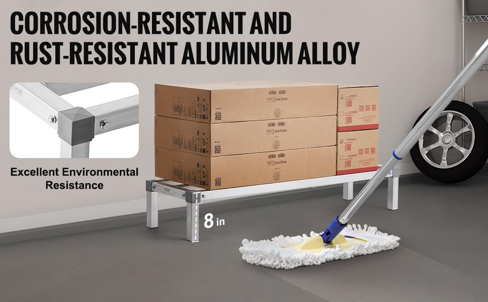 VEVOR Aluminum Dunnage Rack, 48x 14 Commercial Food Floor Rack, 8 Off the Floor, 1000 lbs Capacity All-Welded Aluminum Storage Rack, for Storage in Restaurants, Kitchens, Garages and Vehicles