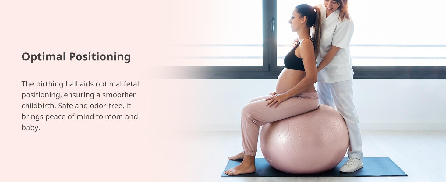 Trideer Pregnancy Ball Birthing Ball, 1.7mm Extra Thick Yoga Ball for Maternity, Labor Birth, Exercise, Physio, Recovery Guide & Baby Memory Book Included, 440LB Anti-Burst & Non-Slip Stability Ball
