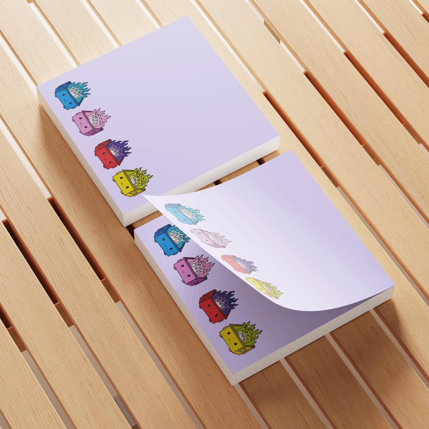 Dumpster Fire Sticky Note, 4 Counts/set Cartoon Sticky Note, Adhesive Note Pad for School Office Home Supplies Students Teachers Gift