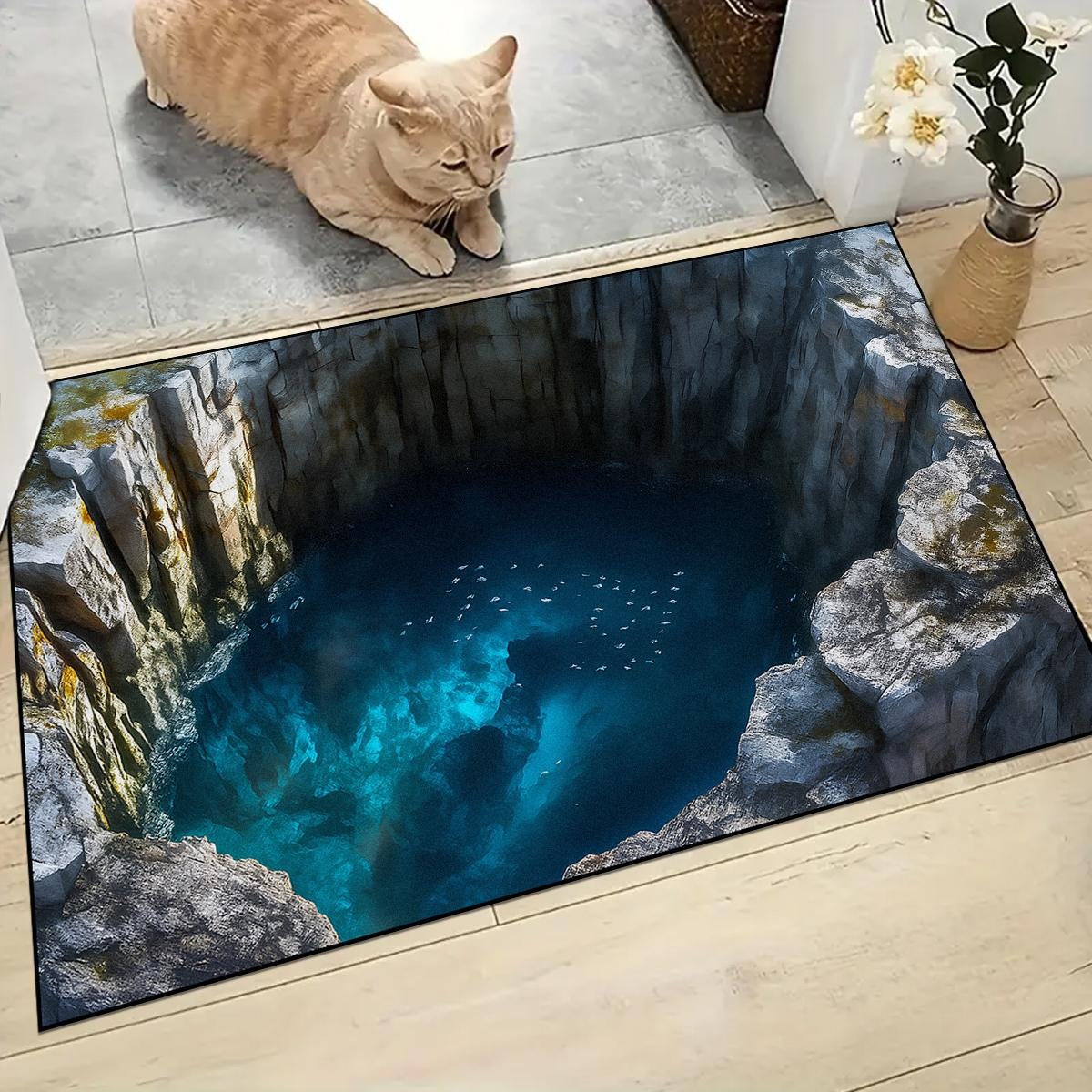 Creative 3D Visual Rug Doormat HD Print Abyss Effect Non-Slip Soft
