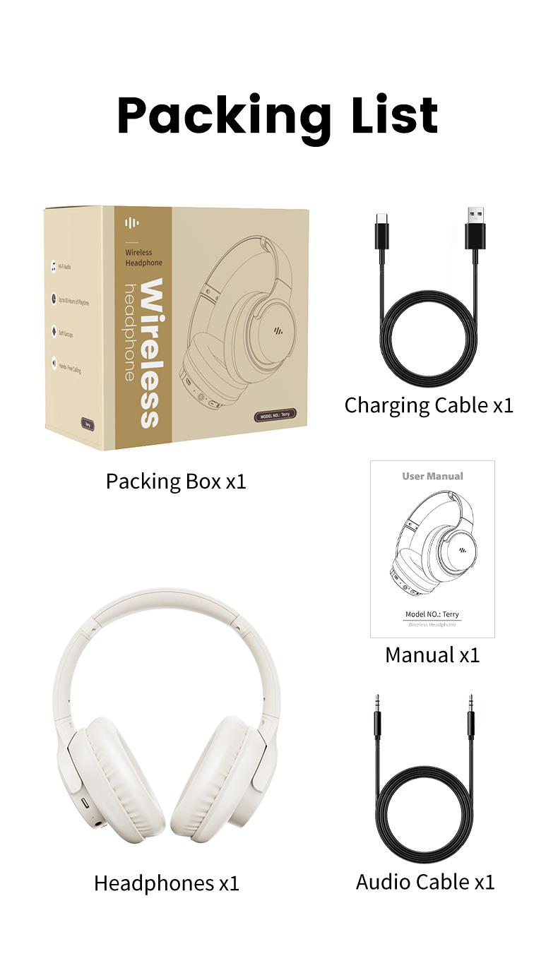 Electronic Wireless Bluetooth Headphones Over-Ear, Deep Bass Hi-Fi Stereo, 65H Playtime, Foldable Lightweight Headset with Mic for iOS/Android/PC Headset Earbud Headphonesbluetooth Black  #TikTokShopHolidayHaul  Audio Wirelessheadphone