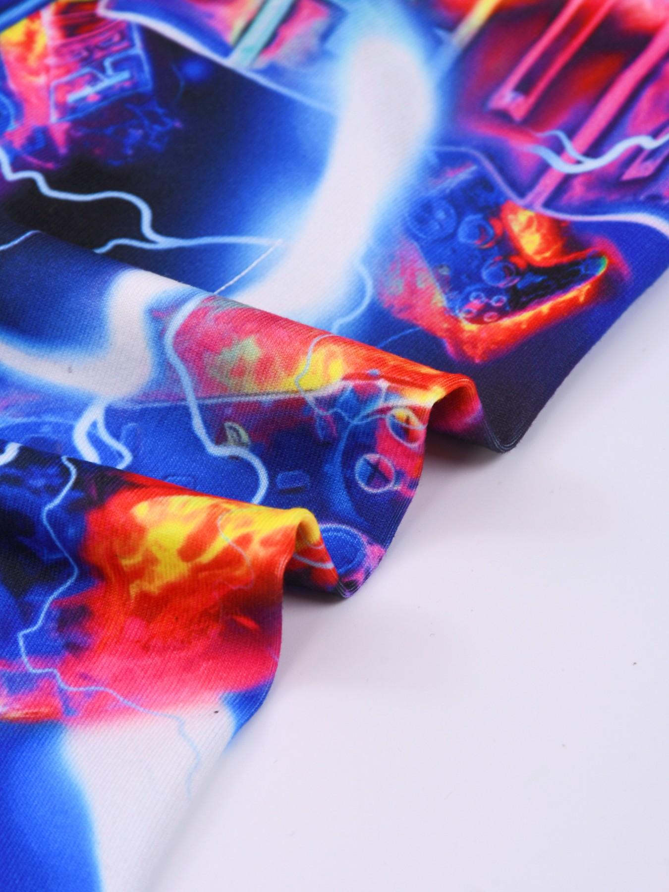 Boy Round Neck Short Sleeve Pajama Set, Cartoon Digital Print, Lightweight Comfortable, Daily Home Wear, 2-Piece Sleepwear