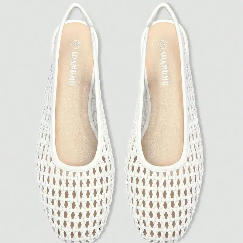 Women's PU Leather Weave Back-Strap, French Elegant Office & Date Shoes, Comfortable Stylish Footwear for Daily Summer Wear, Classy Sandals