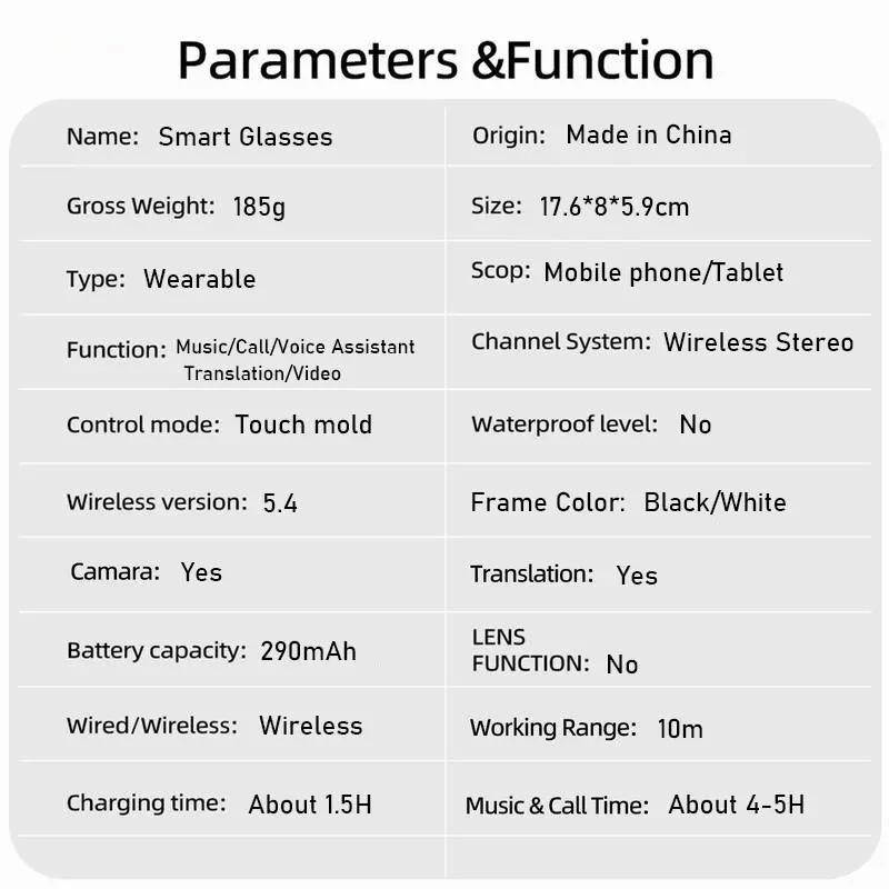 Smart Ai Glasses, Wireless Music & Call Function, Fashionable Design, High-Quality Audio, Ideal Gift for Christmas & Holidays