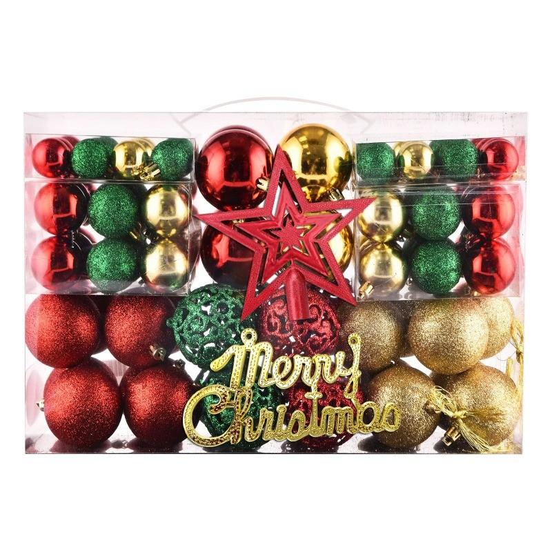 102pcs/Set Christmas Ball Ornaments Storage Box Set Baubles Classic Traditional Luxury Glam Aesthetic Shatterproof Shiny Matte Glittery Red Silver Gold Blue Green Star Topper Home Tree Decor Christmas Decorations