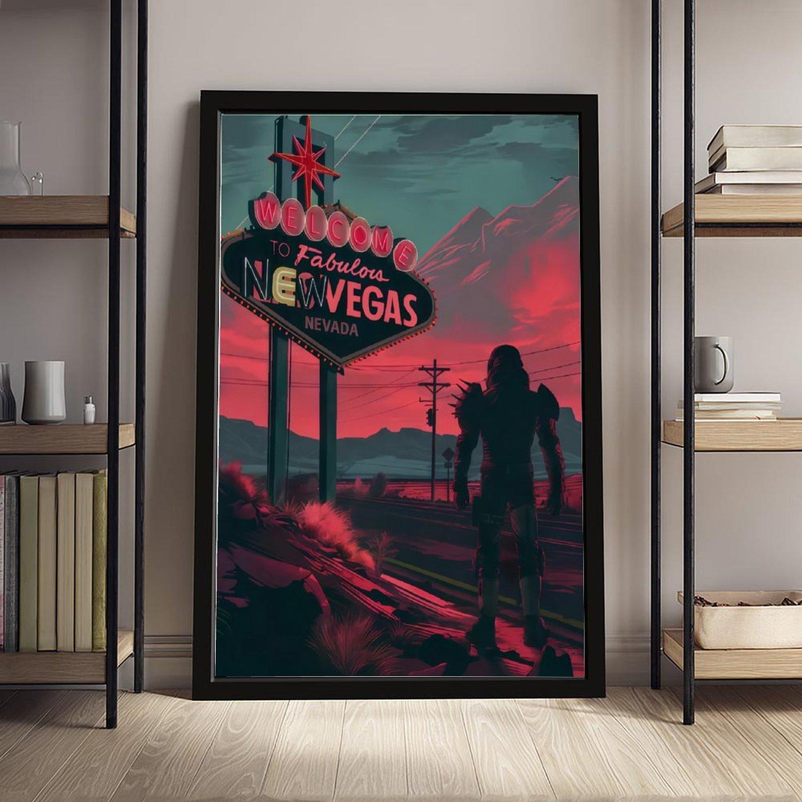 Welcome to New Vegas Poster, Fallout Video Game Art, Wasteland Art, Neon Sign Video Game Poster Decor Photo, Gaming Room Decor, Gamer Gift, Video Game Wall Art, Room Decor Wall Art Poster, Canvas Prints, Wall Art Painting, Fallout Decor