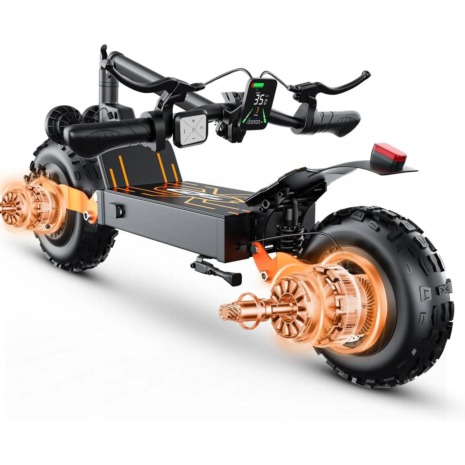 Soonaway Adult Off-Road Electric Scooter, 3000W Dual Motors, Dual Suspension, 35 MPH Speed, 70 Mi Range, 48V 30Ah Battery, 11" All-Terrain Tires, Foldable Design, NFC Unlock Commuter Scooter