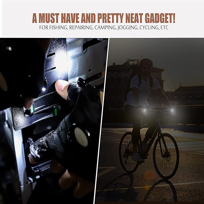 LED Flashlight Gloves, Gifts for Men Him Boyfriend Husband, Cool Gadget Finger Lights Waterproof for Camping Fishing Repairing, Fathers Day Christmas Birthday Gift