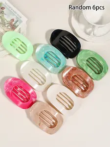 6pcs hollow oval shape flow pattern liquid women's hair durable plastic hair clip hair claw clip, Claw clip ponytail, elegant and retro women's hair accessories, duck bill clip fashion exquisite back of the head hair ball hair clip, suitable for schoo