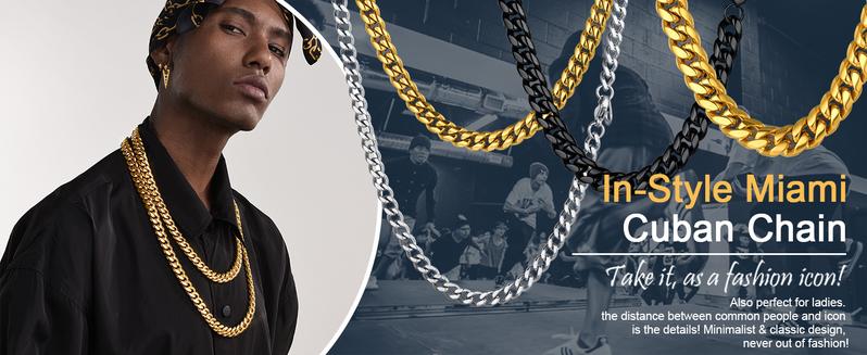 PROSTEEL Dense Cuban Links Necklace Stainless Steel Chain Length 14-30 Inches Width 6mm/10mm/14mm Jewelry Unisex For Women Lovers Men Gift Box