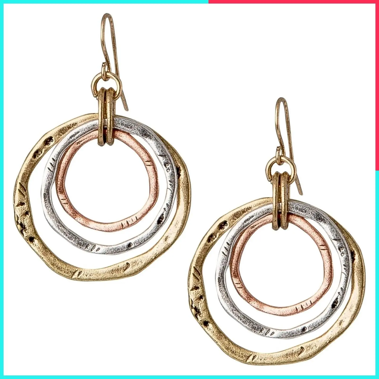 Boho Circle Dangle Earrings, 2 Inch Handmade Artisan Jewelry, Lightweight Vintage-Inspired Style for Weddings, Gifts & Daily Wear