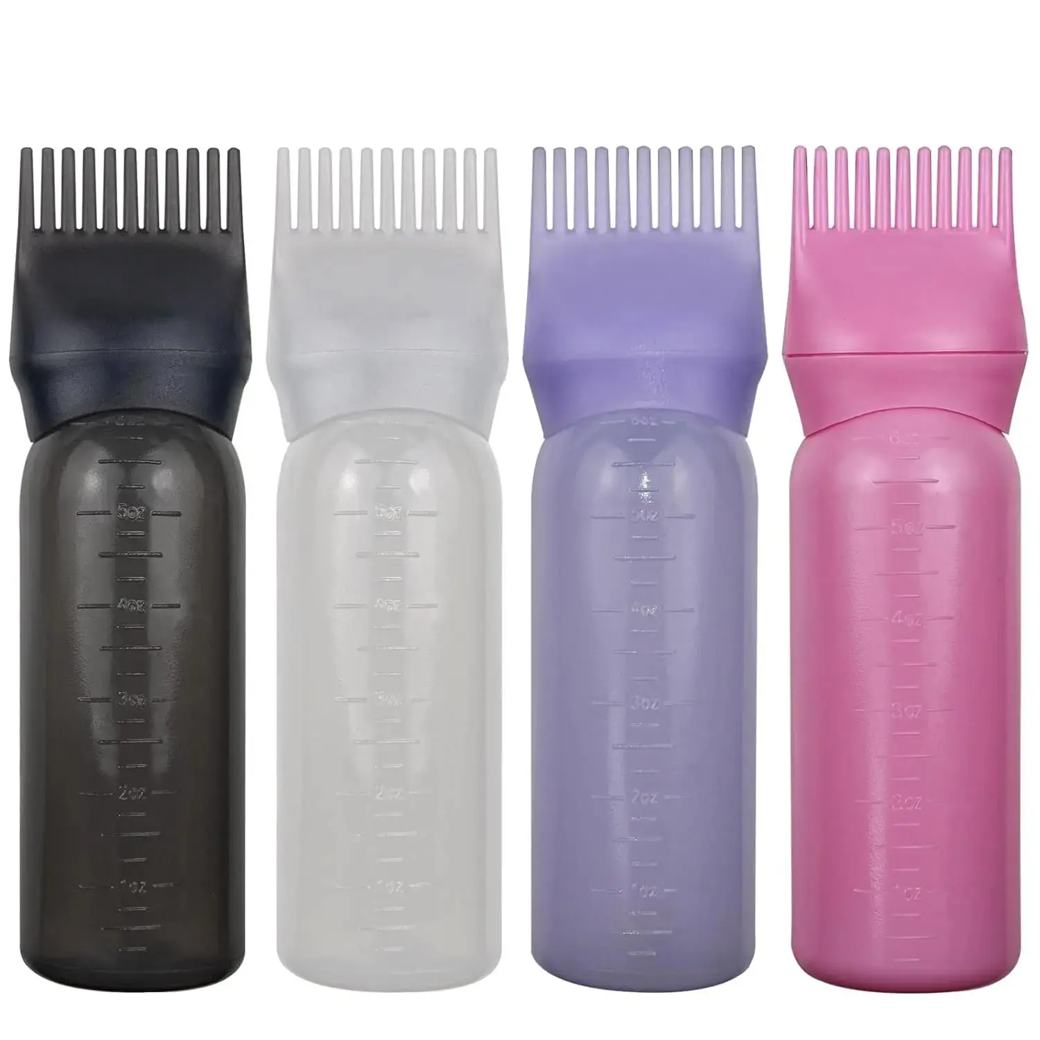 4 Pack Root Comb Applicator Bottles, Hair Oil Applicator, Oil Comb Applicator Bottle for Hair Dye Shampoos, Hair Salons.