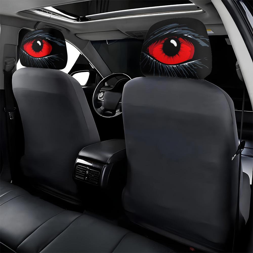 2 pcs Red Devil's Eye Car Headrest Covers - Red and black Gothic design, washable, suitable for General Motors vehicles summervibes 2 pcs Red Devil's Eye Car Headrest Covers - Red and black Gothic design, washable, suitable for General Motors vehicles summervibes