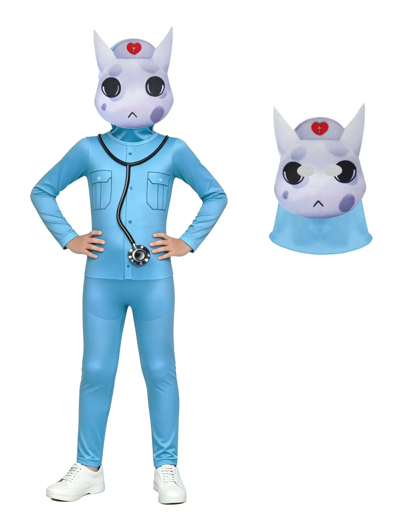 Animal Hospital Costume for Kids, Cute Dog Head Role Play Set, Back to School, Birthday Halloween Gift for Boys and Girls, Suitable for 5-14 Years