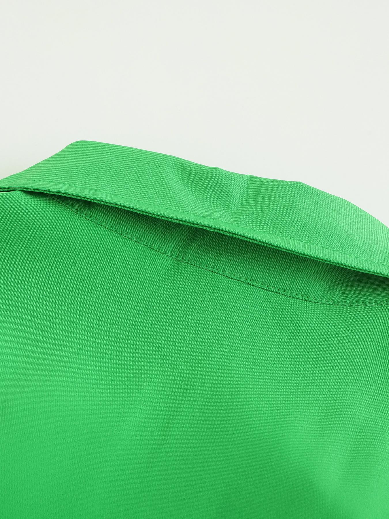 Women's Plain Pleated Knot Front Wide Leg Jumpsuit, Elegant Long Sleeve Collared Jumpsuit For Spring & Fall, Women's Clothes For Work Office Business