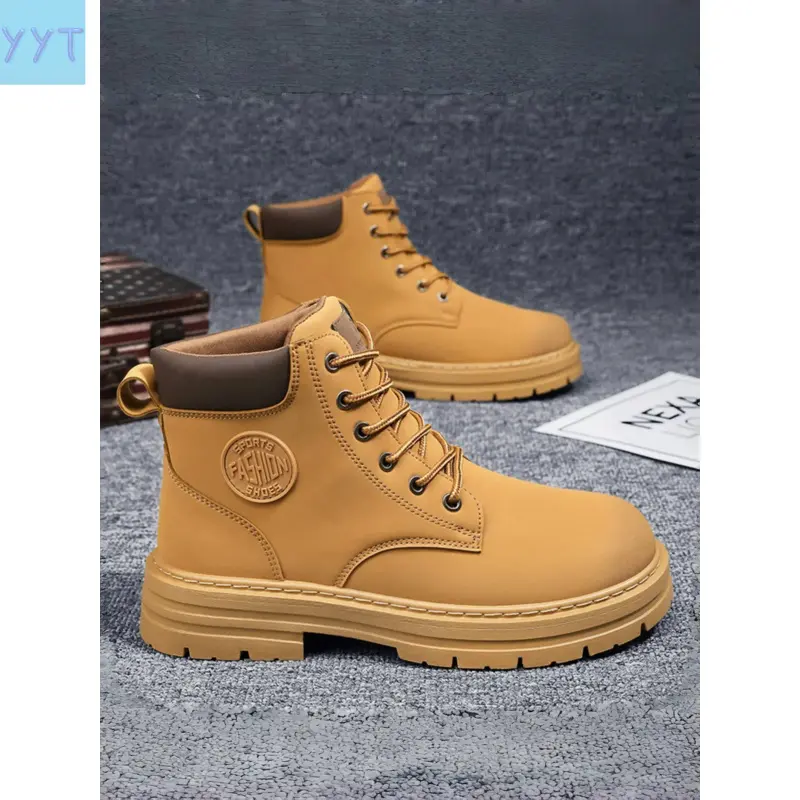 YYT1 Men's Waterproof Work Boots, Abrasion-Resistant Rubber Safety Shoes for Casual, Construction, Outdoor All-Weather Use