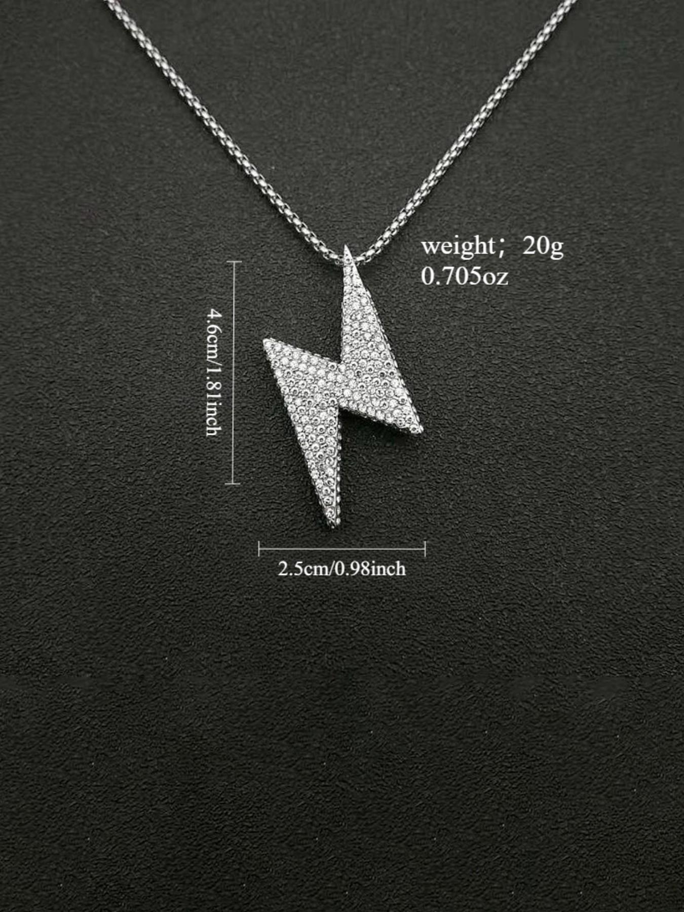 Hip Hop Stainless Steel Jewelry, Titanium Gold Plated Full Diamond Lightning Couple Pendant Necklace, Trendy Fashion Accessory