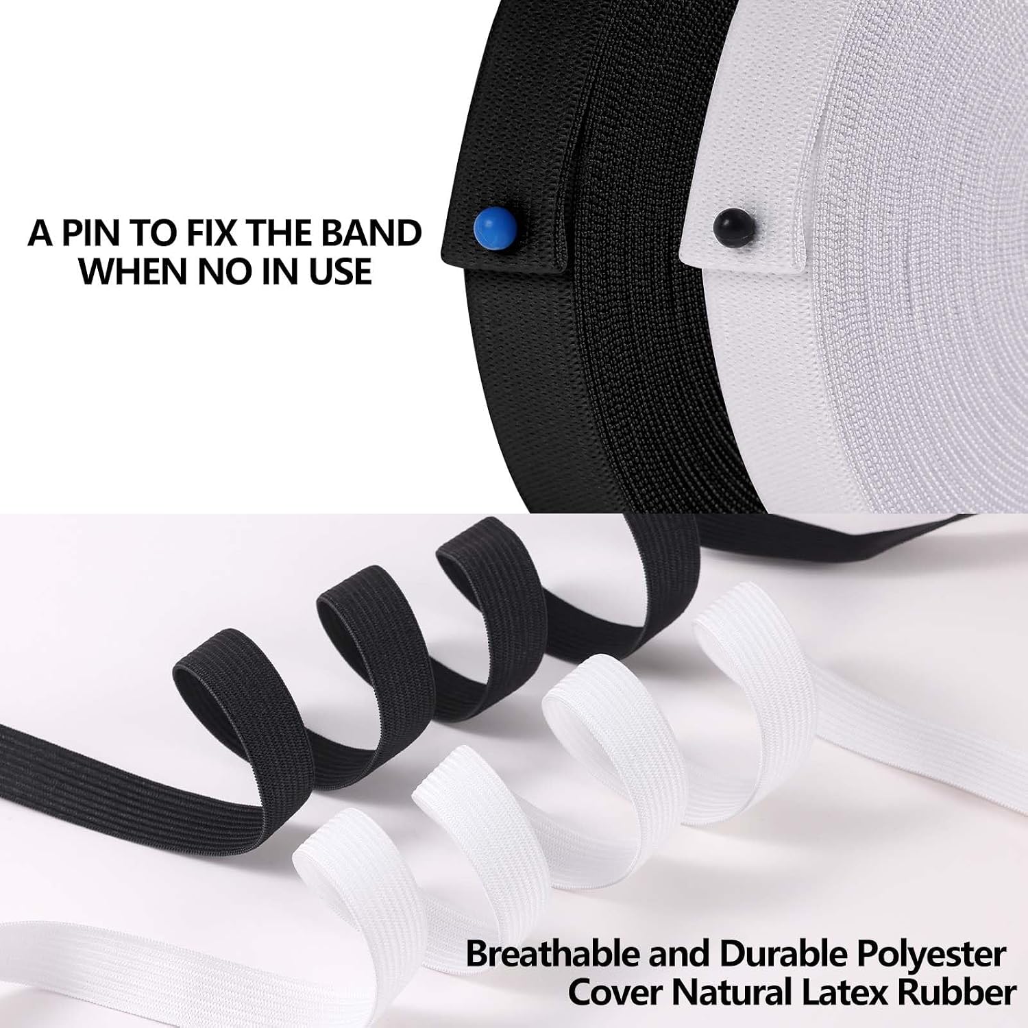 Elastic Band for Sewing, 0.6 Inch 13 Yards, White | Knit Elastic Bands for Sewing Waistband Clothes and Pants , High Elasticity