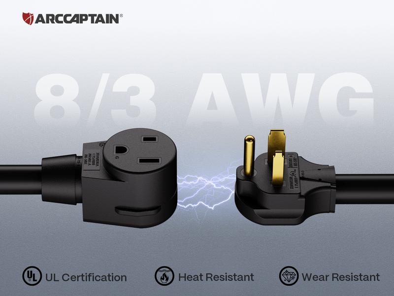 ARCCAPTAIN  8 AWG Extension Welder Cord 40Amp Heavy Duty Welding Cord