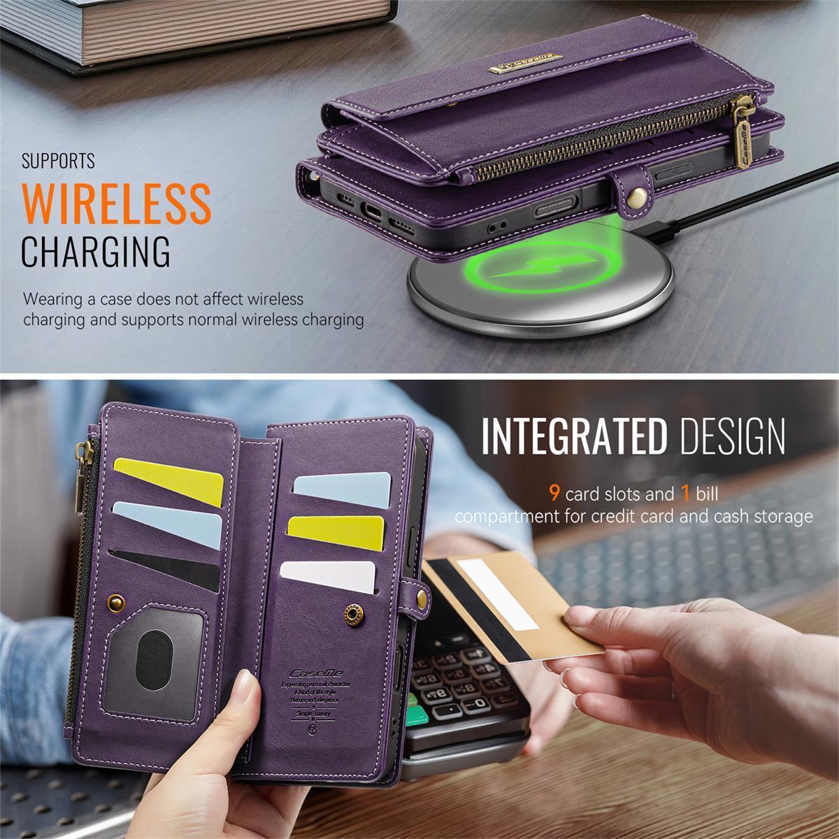 for iPhone 16e 16 Pro Max 16 Plus 16 Pro 16 Wallet Case, RFID Blocking Phone Case Women Men Kickstand flip Cover Wrist Strap Zipper Credit Card Holder Slots