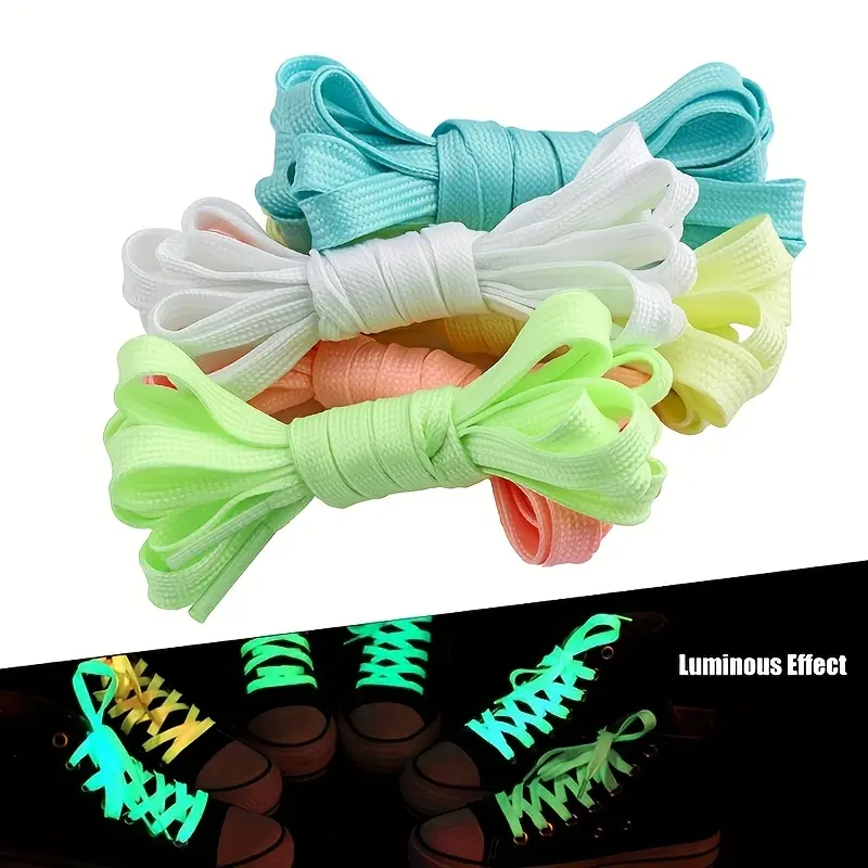 6 Pairs Random Color Glow Reflective No-Tie Shoelaces for Sneakers - Mixed Neon Hues, Lightweight, Durable, All-Season Street Sports Accessory, Shoelace, 6 Pairs Of Shoelaces In Random Colors
