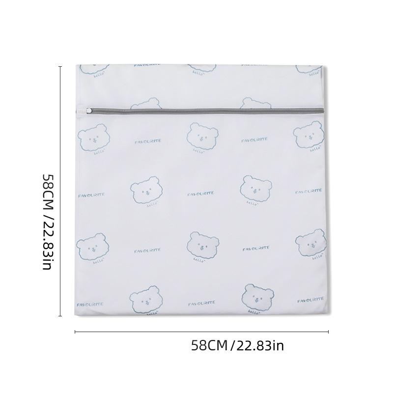 Cute Bear Print Mesh Laundry Bag with Zipper, Durable Fabric, Fine Wash Storage Bag, Suitable for Underwear, Outerwear, Clothes, Socks