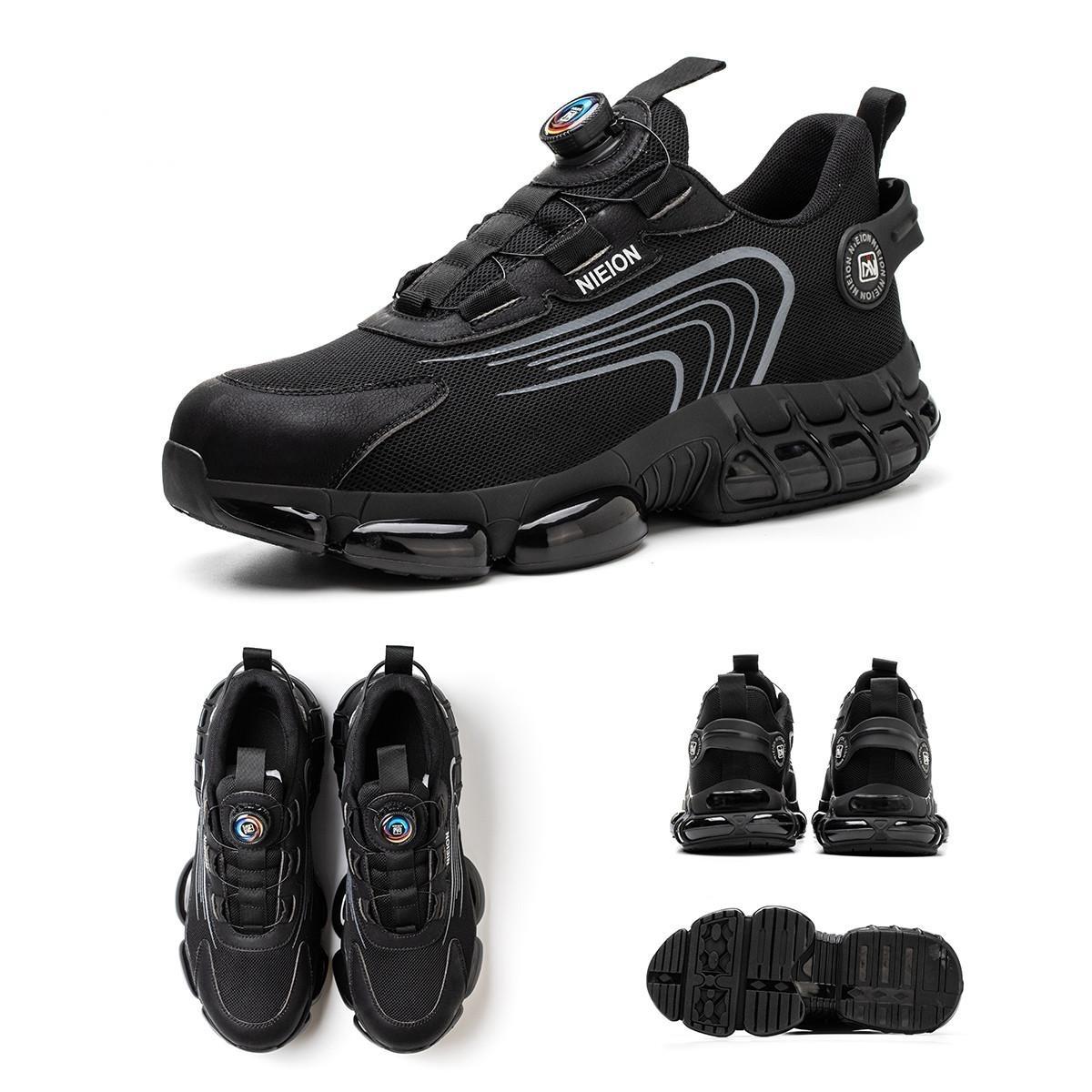 Safety Shoes Work Shoes Steel Toe Caps Anti Smash And Anti Puncture Breathable Mesh Surface Air Cushioned Sole for Comfortable Wear Resistance Rotating Button Design Men's Safety Shoes Women's Safety Shoes Construction Site Work Shoes