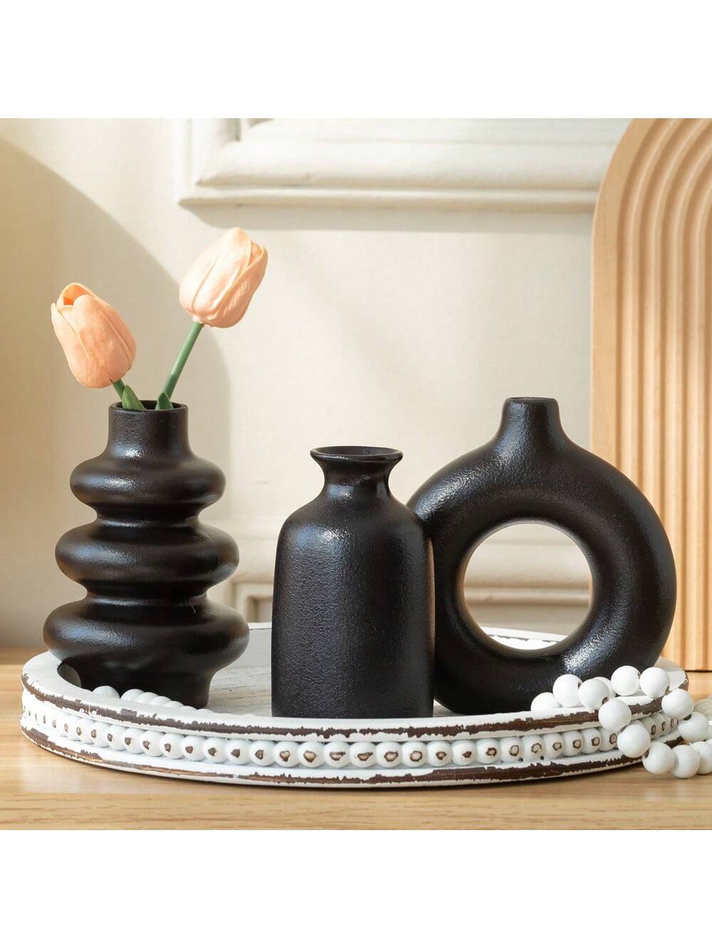 Bohemian Ceramic Flower Vase Set, Decorative Vases for Dried Flowers & Fresh Flowers, Modern Scandinavian Style, Wedding Gift Idea