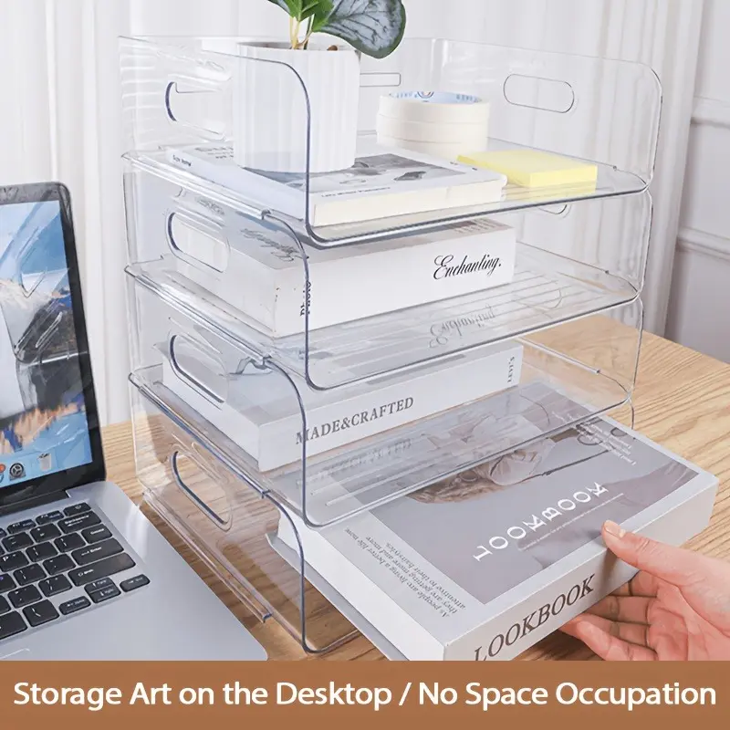 Trays Paper Organizer Letter Tray - Acrylic Desk File Organizer, Stackable Clear Paper Holder Sorter Office Organizer for Letter/A4, Office File Ipad Books Notes Etc
