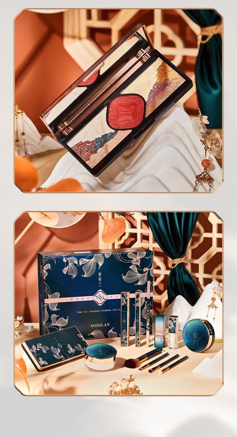 12-piece love cast rhyme beauty set, including air cushion BB cream, makeup powder, lipstick, concealer, eye shadow, mascara, eyeliner pen, eyebrow pencil, makeup brush and a series of makeup sets, high-end gift boxes, gifts for people, holiday gifts