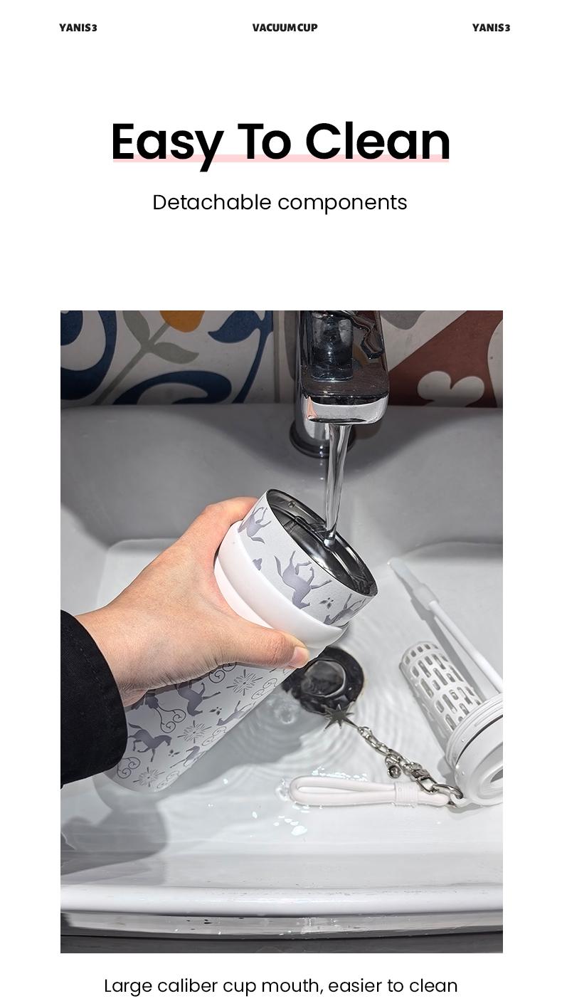 YANIS 3 Large-capacity Outdoor High-visibility Style Ladies and Gentlemen Universal Fashionable Picnic Insulated Cup-C003 Drinkware Flasks 550ml 316L Inner Liner Portable Tumbler Mug Bottles Bottled C003-White Water Bottles