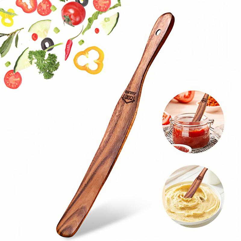 Handmade Skinny Spurtle - Slim Non-Stick Spatula with Ergonomic Grip, Natural Wood Kitchen Utensil for Baking, Mixing, Reaching Deep Jars - Ideal for Sourdough, Dough, Jam, Pickle - Perfect Gift for Bakers & Home Cooks, Baking Accessory,