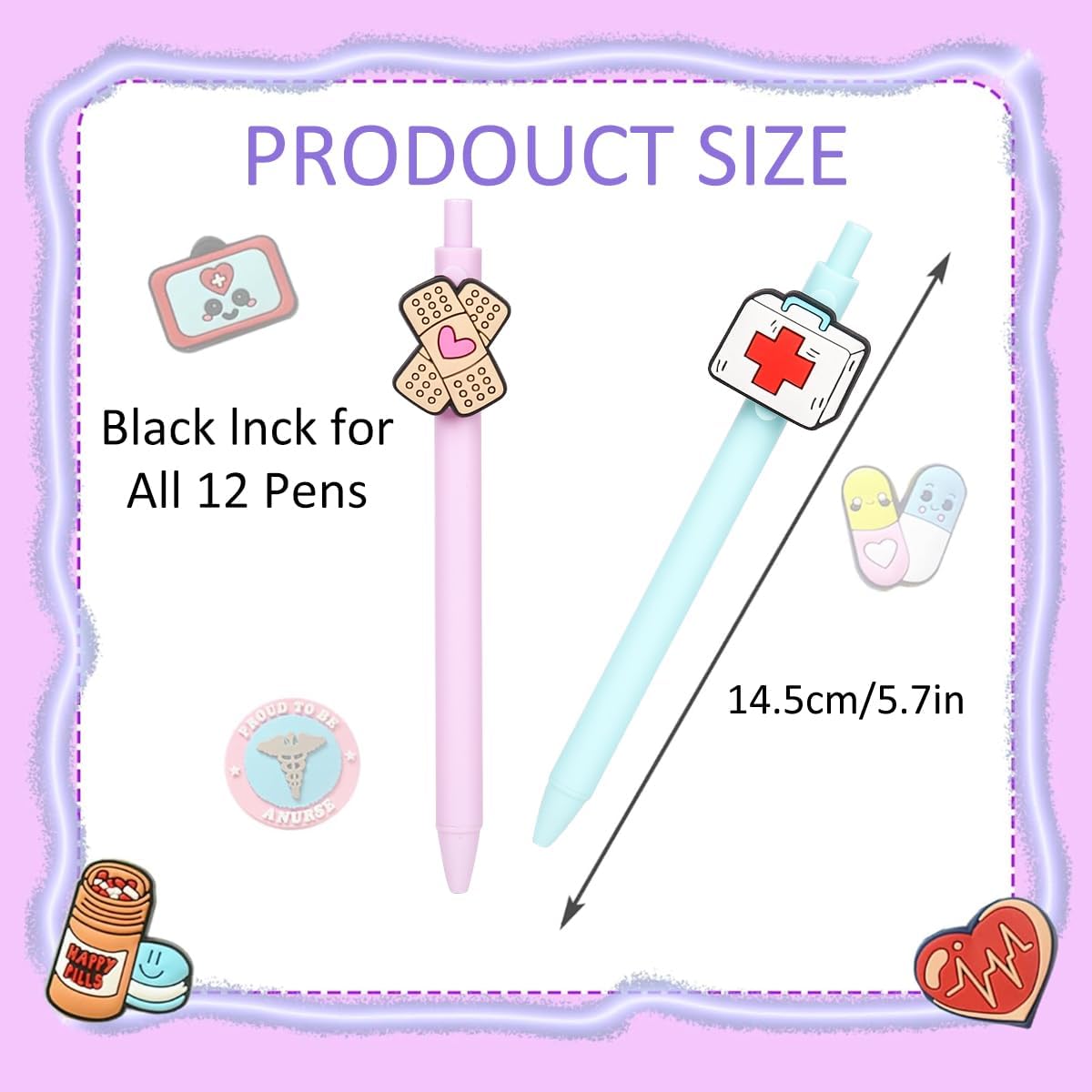 Cute Nurse Pens, Funny Pens for , CNA Accessories for Work,  Assistant Gifts, Nurse Gifts for Women,  Student Essentials,  Technician Accessories