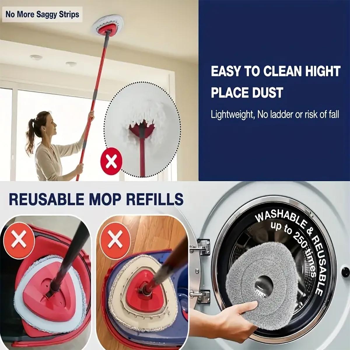 4/5Pcs Spin Mop Replacement Heads+1 Plastic Pads, Compatible with O-Cedar Easywring 1 Tank& Rinseclean 2Tank Systems, Soft Microfiber Reusable Cleaning Pads Cleaning Supplies, Microfiber Mop Refill