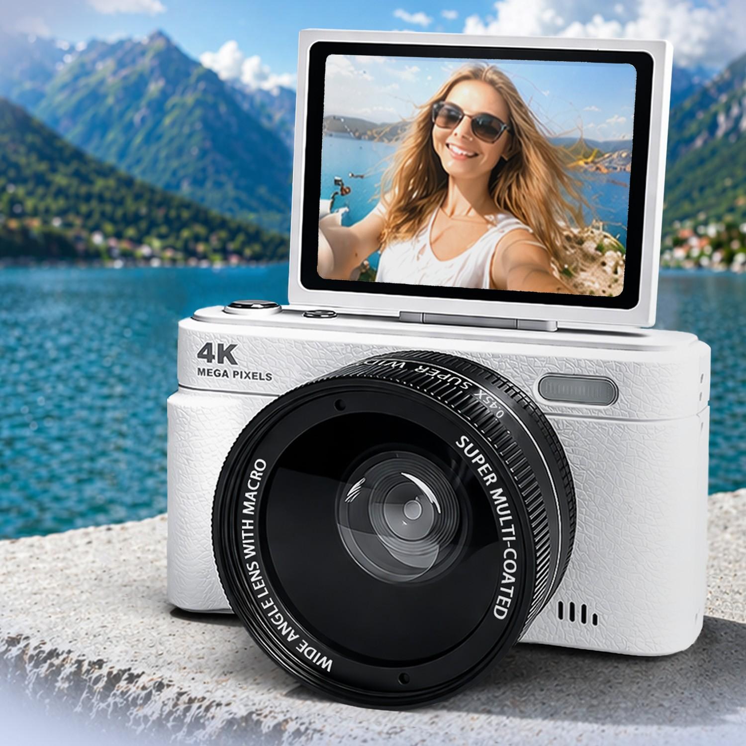 High-Definition Digital Camera, 18x Digital Zoom, 180° Flip Screen, Includes Lens and 32GB Micro SD Card, Photographic Kit, Perfect for Photography