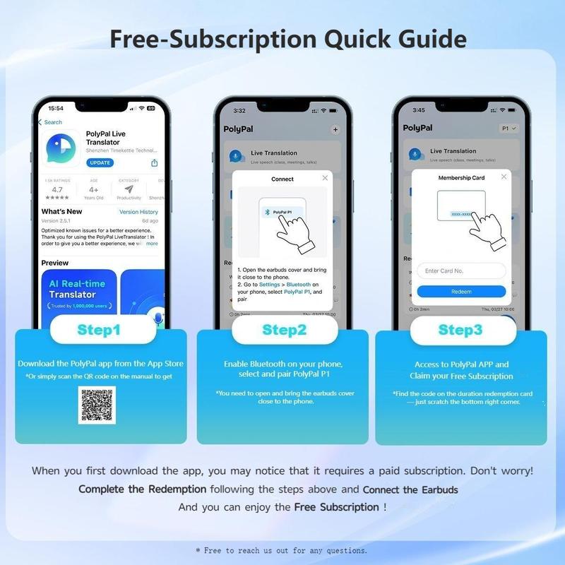 PolyPal P1 7-in-1 AI Translator Earbuds, 138 Languages & Accents, Real-Time Translation, Bluetooth Wireless Earphones for Travel, Meetings, Immigration, Study Abroad, Language Learning&Music (Use with PolyPal App)