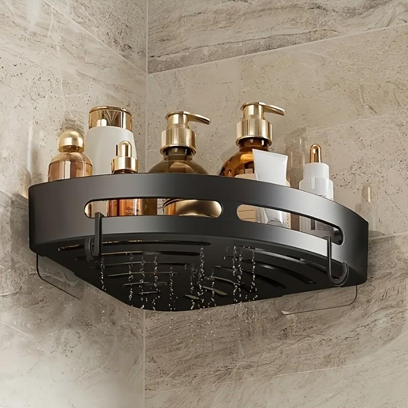 Wall-Mounted No-Drill Triangle Storage Rack, Toilet and Sink Organizer Solution, Durable Design for Daily Use