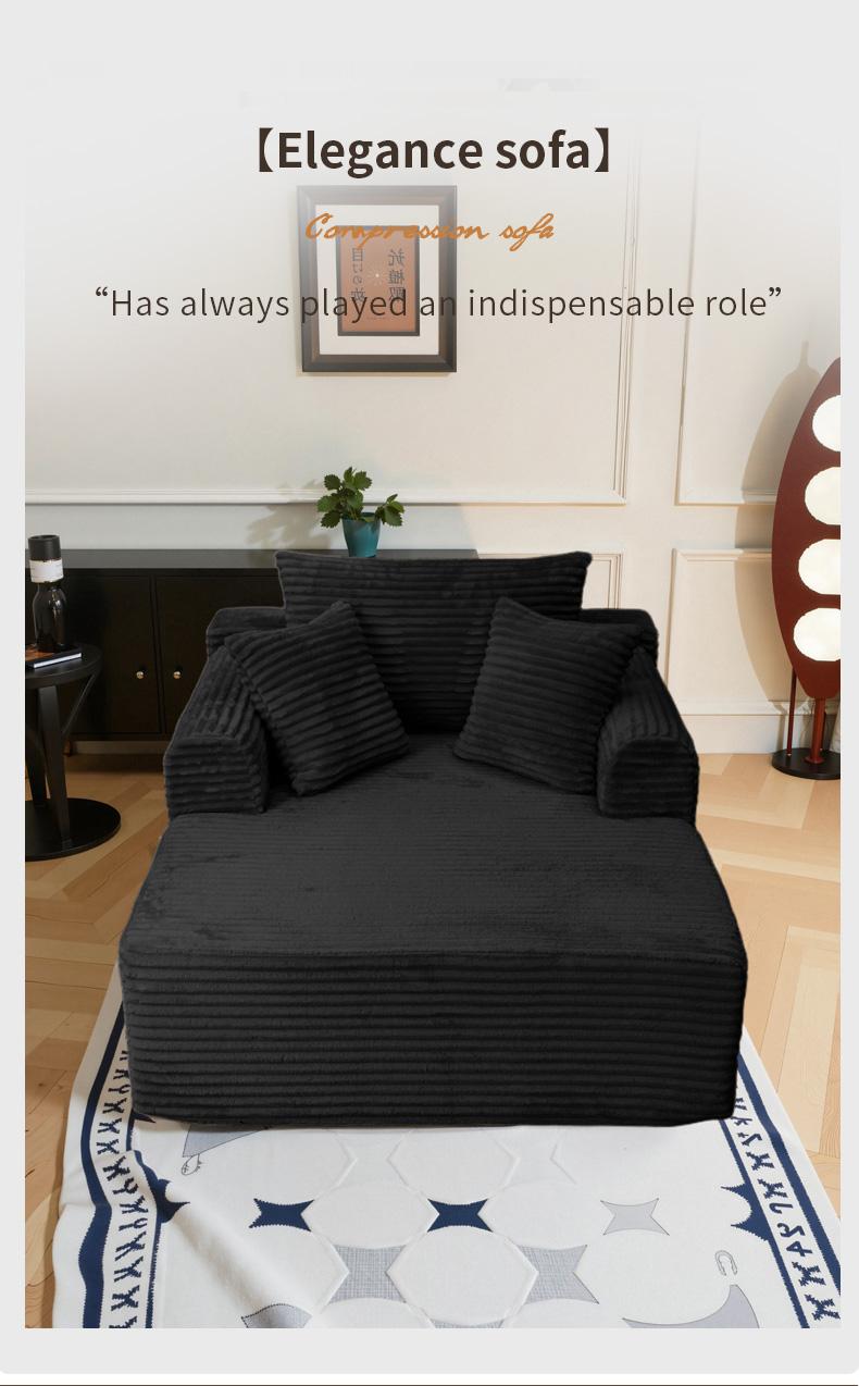 Boneless Chaise Lounge Sofa Bed with Soft Corduroy Fabric, Deep Cushion Design & Cloud Handrails – Works for Living Rooms, Bedrooms, Game Rooms, Study Rooms