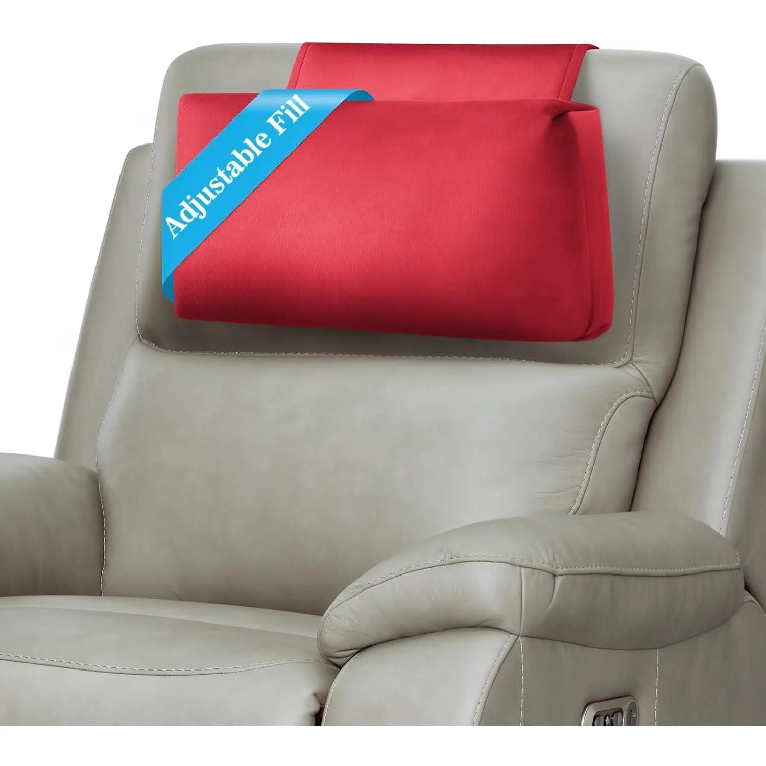 Recliner Headrest Pillow, Adjustable Comfort  &  Support Pillow | Soft , Weighted Non-Slip Flap, Adjustable Filling, Washable Cover, for Recliners, Sofas, Office Chairs
