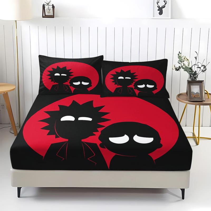 3-Piece Rick and Morty Bedding Set, Comfortable Printed Design, Includes 1 Fitted Sheet & 2 Pillowcases, Non-Slip, Perfect Gift 3-Piece Rick and Morty Bedding Set, Comfortable Printed Design, Includes 1 Fitted Sheet & 2 Pillowcases, Non-Slip, Perfect Gift