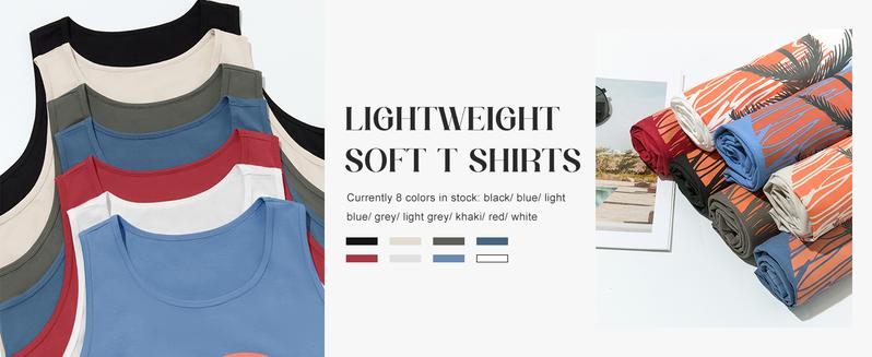 Runcati Mens Sleeveless Tank Tops Workout Gym Shirts Palm Tree Vintage Style T-Shirt