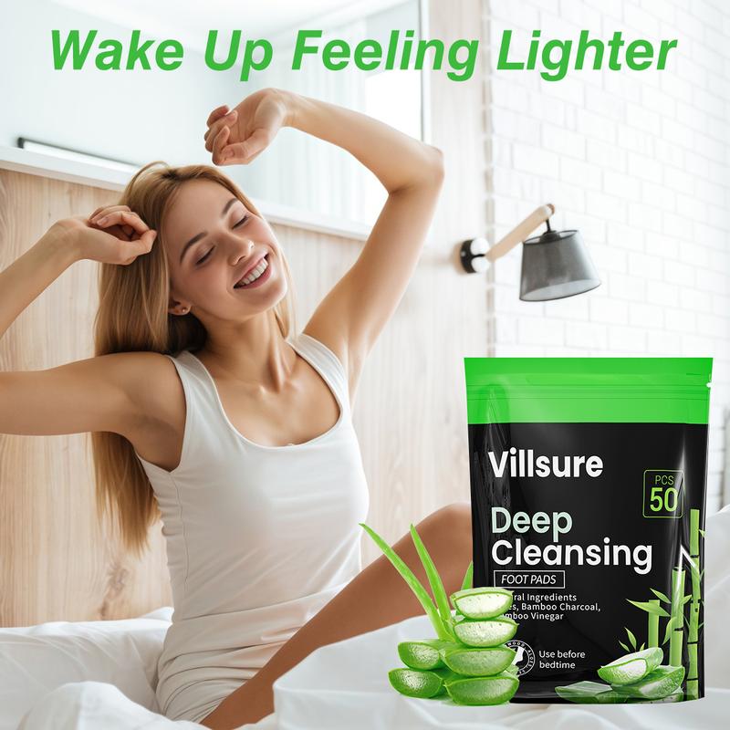 Deep Cleansing Foot Pads Foot Care With 50 Patches,Natural Aloes,Sea salt,Tourmaline,Herbal Foot Detox Patches For Foot Care,Adhesive Sheets, lmprove Sleep Quality,Relieve Fatigue and Exhaustion,Cleanse the Body & Mind,Improve Sleep Detoxpads