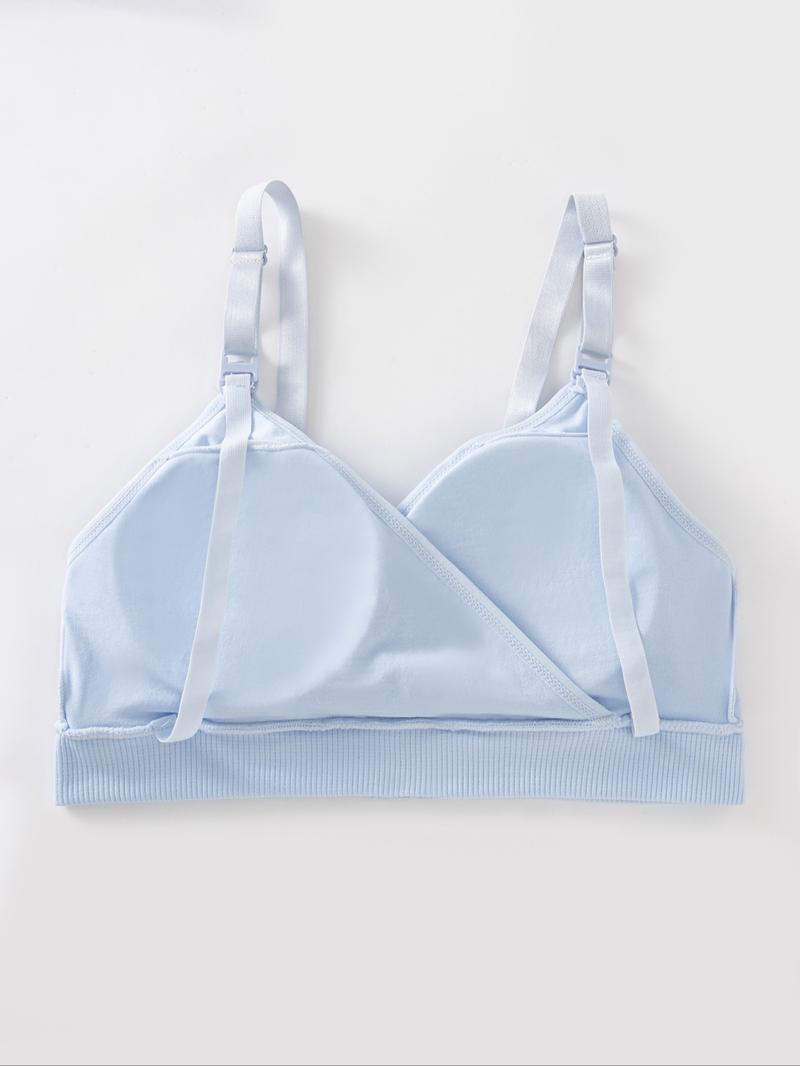 Women's Solid Adjustable Strap Buckle Front Pregnant Maternity Bra, Pregnancy Maternity Bra, Maternity Clothes, Comfortable Breathable Wrap Nursing Bra, Maternity Lingerie for All Seasons