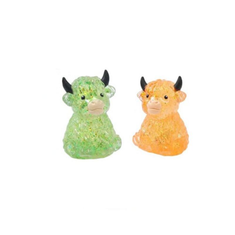 1/2/4 PCS Glitter Highland Cow Squishy Fidget Toy Soft Slow Rising Stress Relief Ball Sparkly Squeeze Sensory Toy For Teens Adults Cow Lovers Desk Relaxation Party Favor