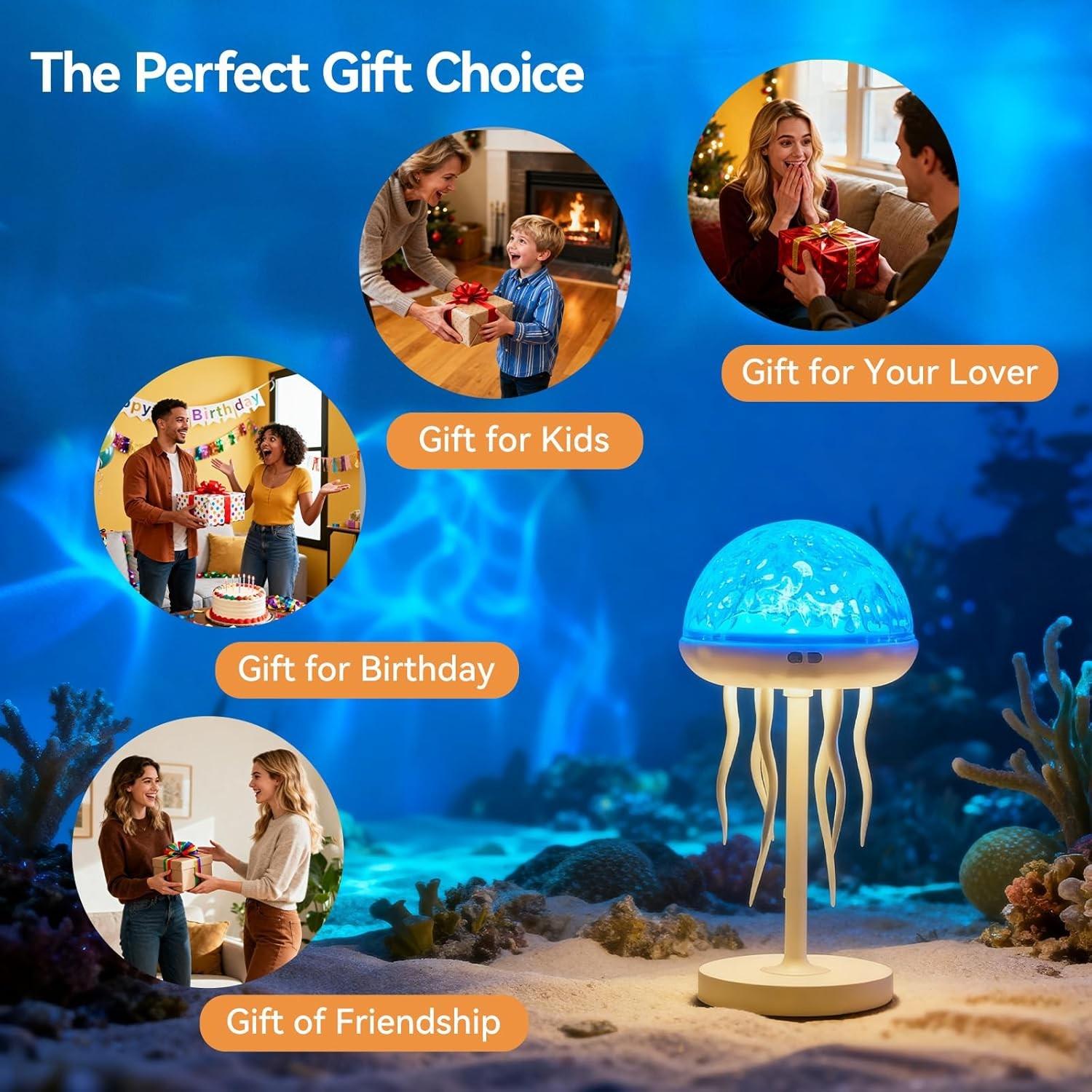 1 Piece Jellyfish Lamp Projector Night Light, 7-Color Changing, Portable and Bright Table Lamp, Waterproof Night Light for Bathroom, Ocean Ambient Light, Suitable for Bedroom, Living Room, Home Decoration, Birthday Gift for Teens and Girls